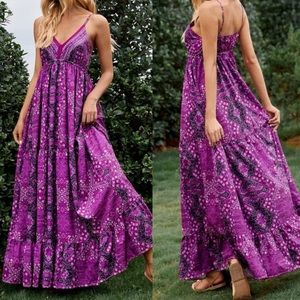 Boho floral print maxi dress